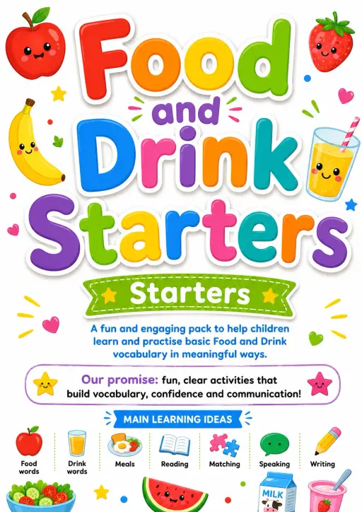 Food and Drink Starters Vocabulary Worksheet Pack