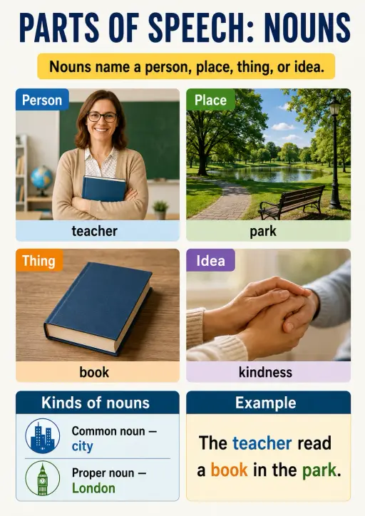 Parts of Speech: Nouns Infographic