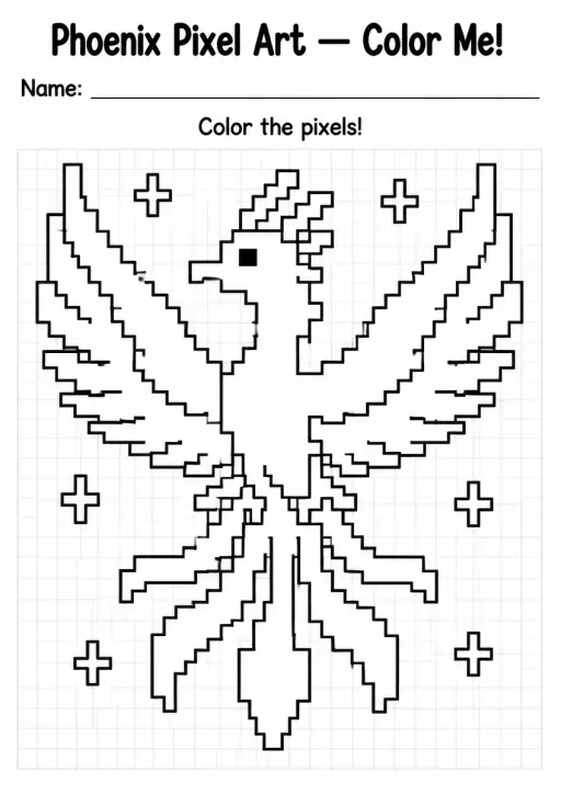 Phoenix Pixel Art Coloring Page