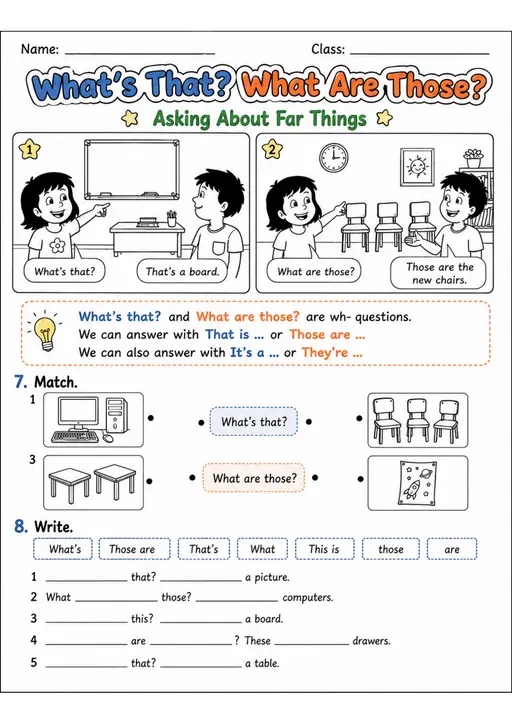 What'S That? What Are Those? | Grades 2-3 Grammar Worksheet