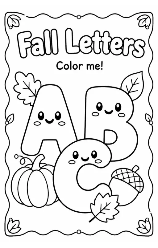 Fall Letters Coloring Page