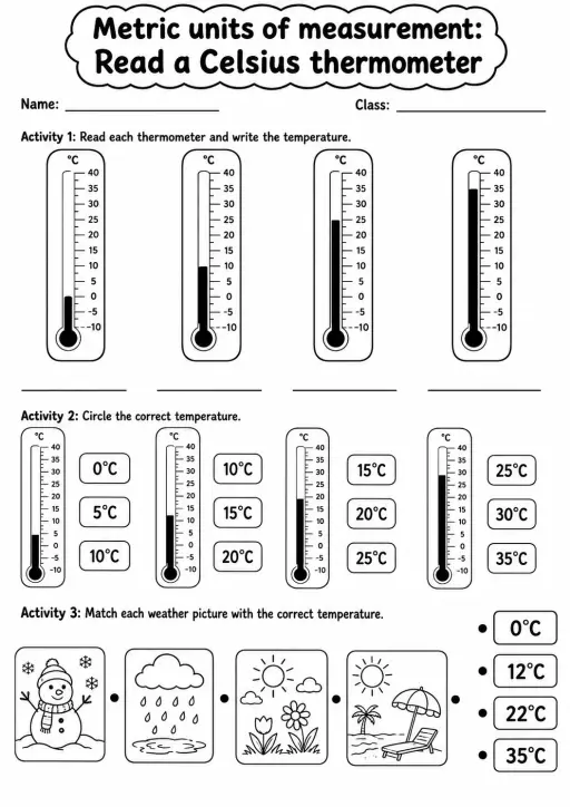 Grade 3 Metric Units Of Measurement Math Worksheet Pack