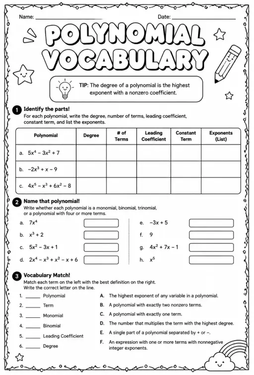 Polynomial vocabulary