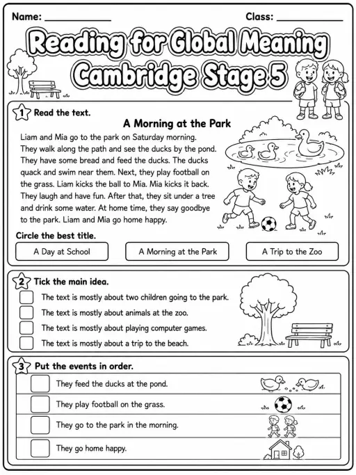 Reading for Global Meaning Cambridge Stage 5