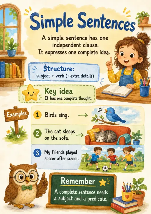 Simple Sentences Sentence Structure Infographic