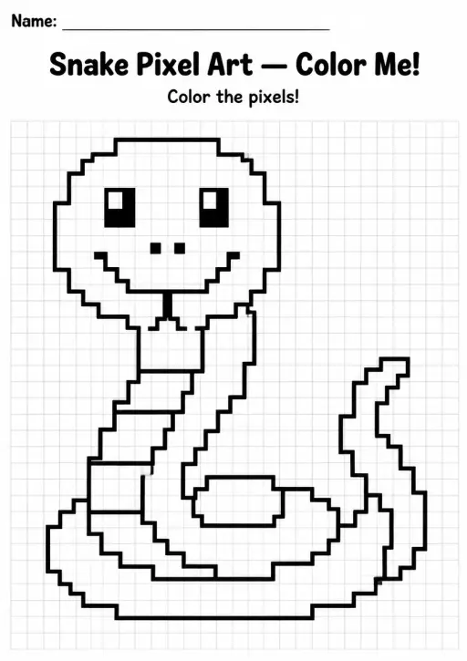 Snake Pixel Art Coloring Page