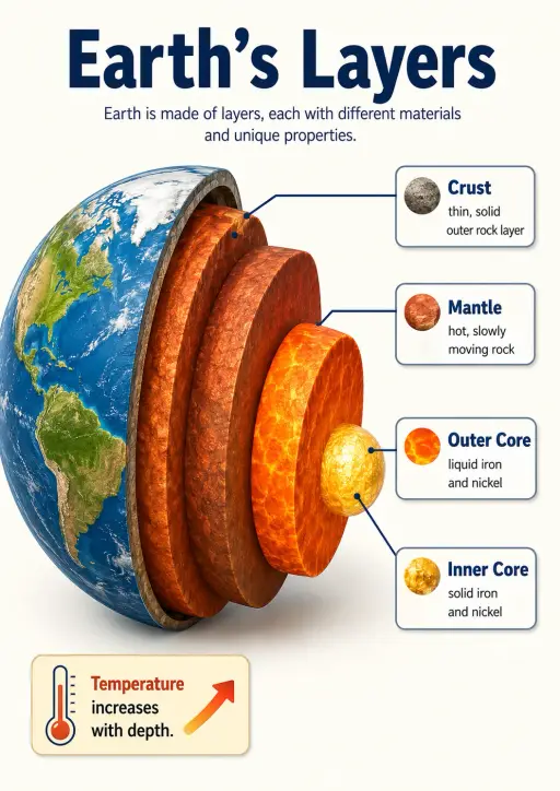 Earth's layers Earth and Space Infographic