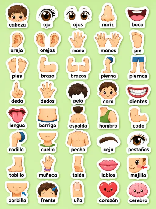 Cuerpo y cara - Hoja de pegatinas imprimibles