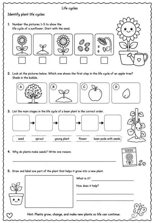 Identify plant life cycles