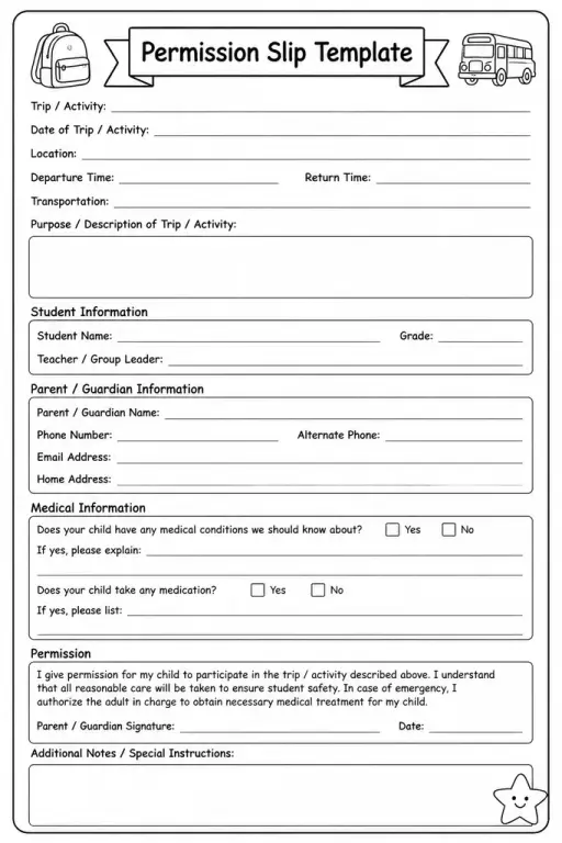 Permission Slip Template