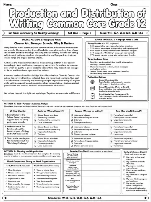 Production and Distribution of Writing Common Core Grade 12