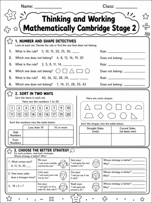 Thinking and Working Mathematically Cambridge Stage 2