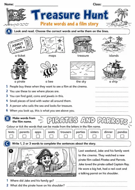 Cambridge MOVERS - Treasure Hunt | Free Worksheet