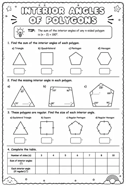 Interior angles of polygons