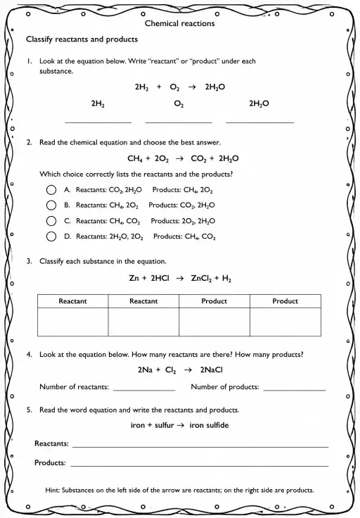 Classify reactants and products