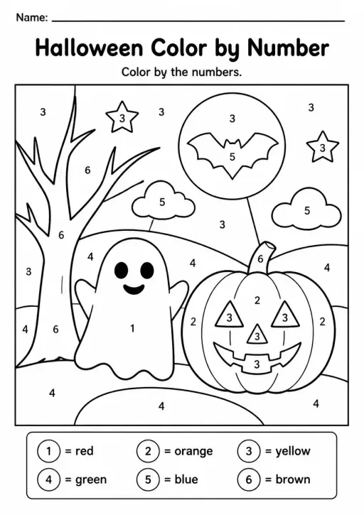 Halloween Color by Number — Grade 1