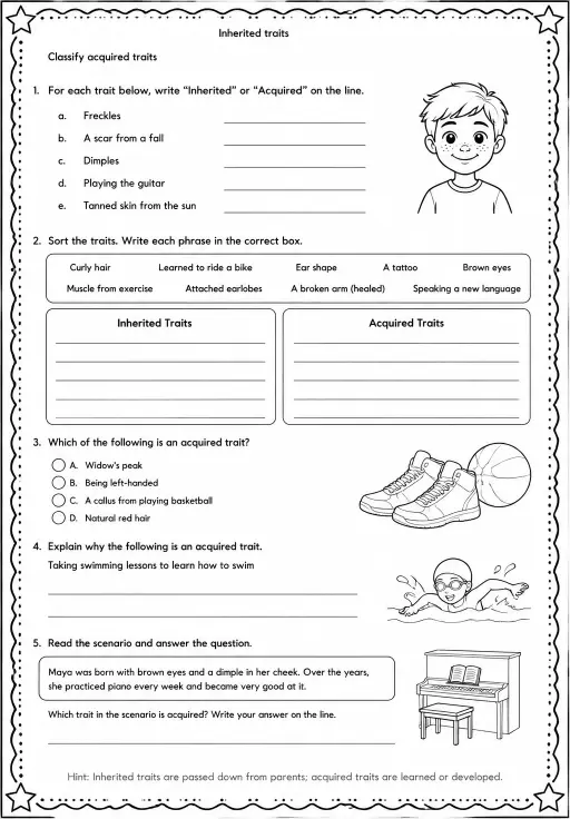 Classify acquired traits