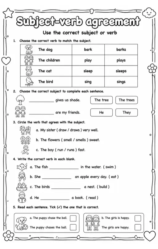 Use the correct subject or verb
