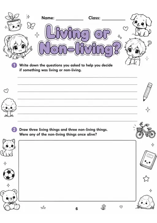 Living or Non-living? - Grade 3 Science Worksheet