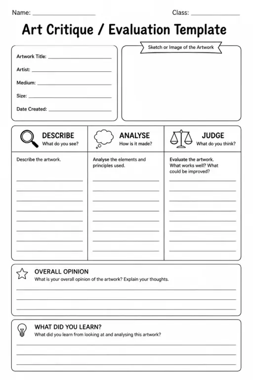 Art Critique / Evaluation Template