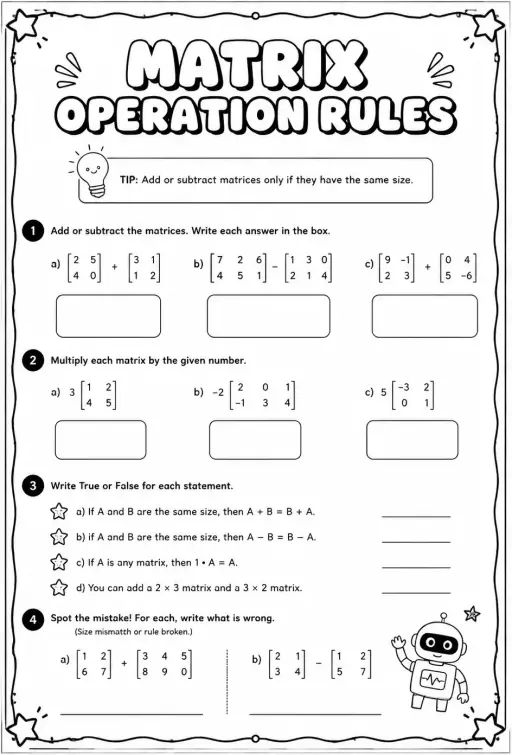 Matrix operation rules