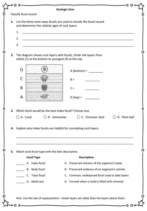 Classify fossil record