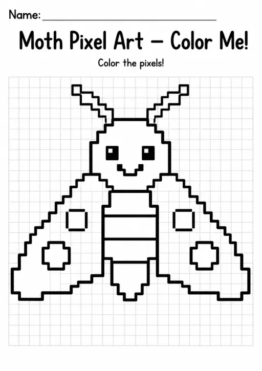Moth Pixel Art Coloring Page