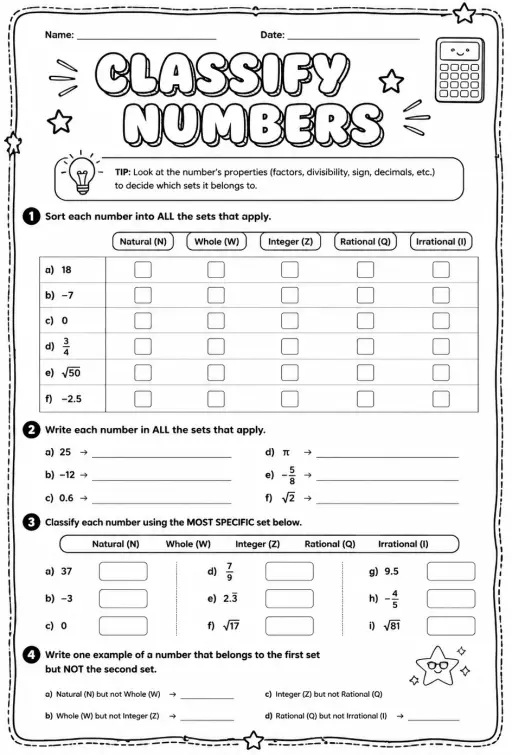 Classify numbers