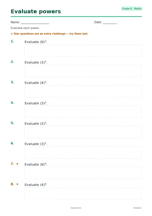 Evaluate powers