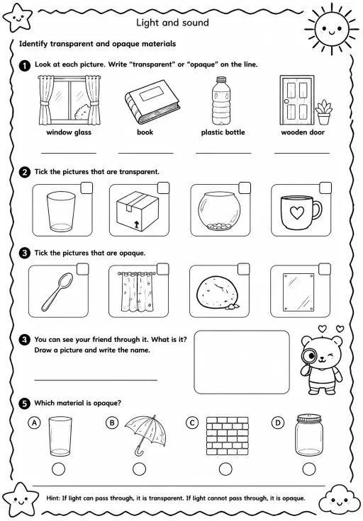 Identify transparent and opaque materials