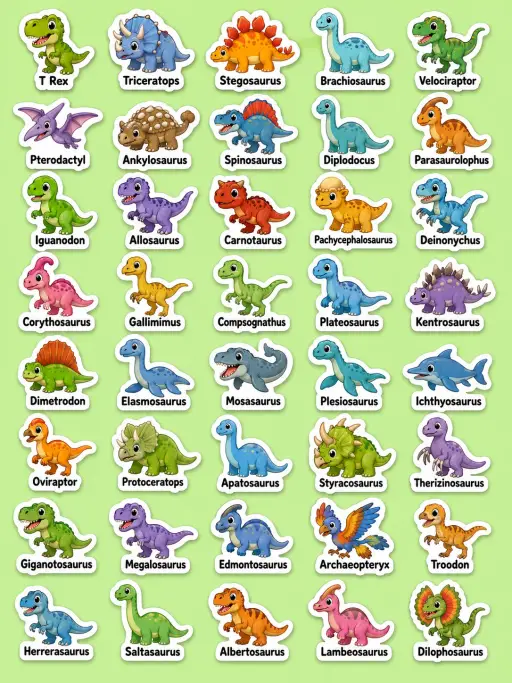 Dinosaurs Printable Sticker Sheet