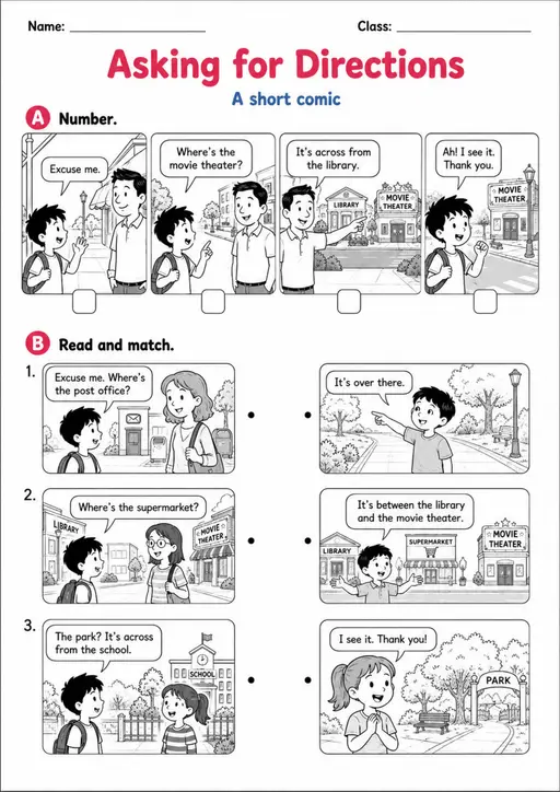 Asking For Directions | Grade 2 Functional English Worksheet