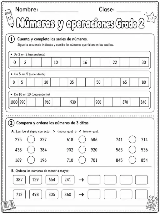 2.º grado - números y conteo - Paquete de fichas