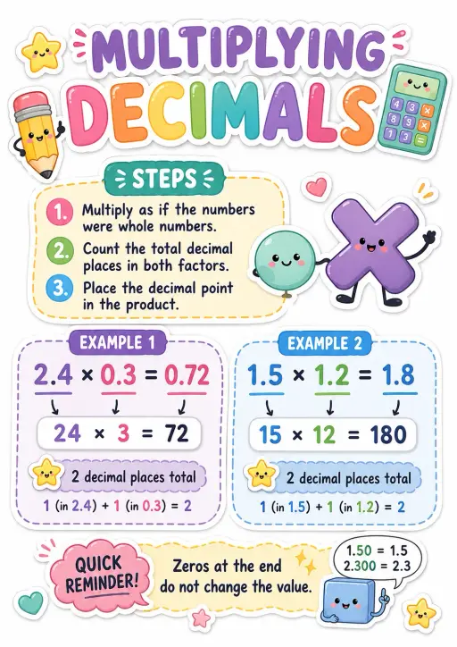 Multiplying Decimals and Percent Infographic