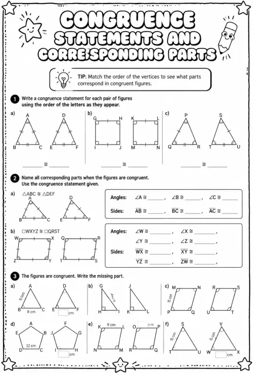 Congruence statements and corresponding parts