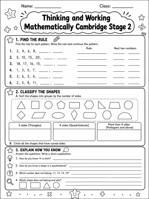 Thinking and Working Mathematically Cambridge Stage 2