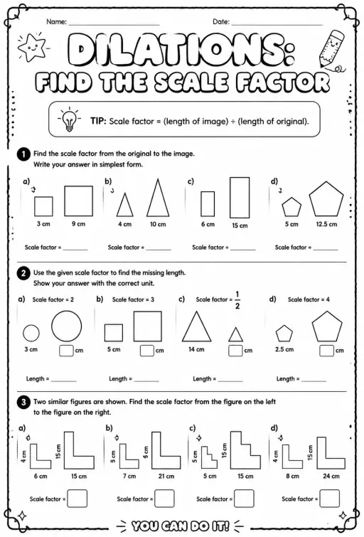 Dilations: find the scale factor