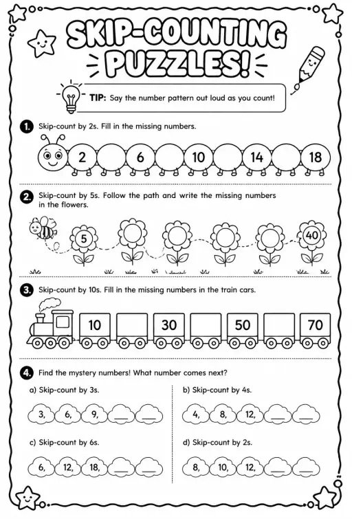 Skip-counting puzzles