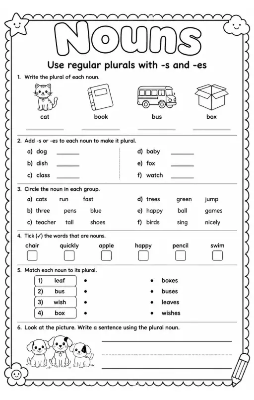 Use regular plurals with -s and -es