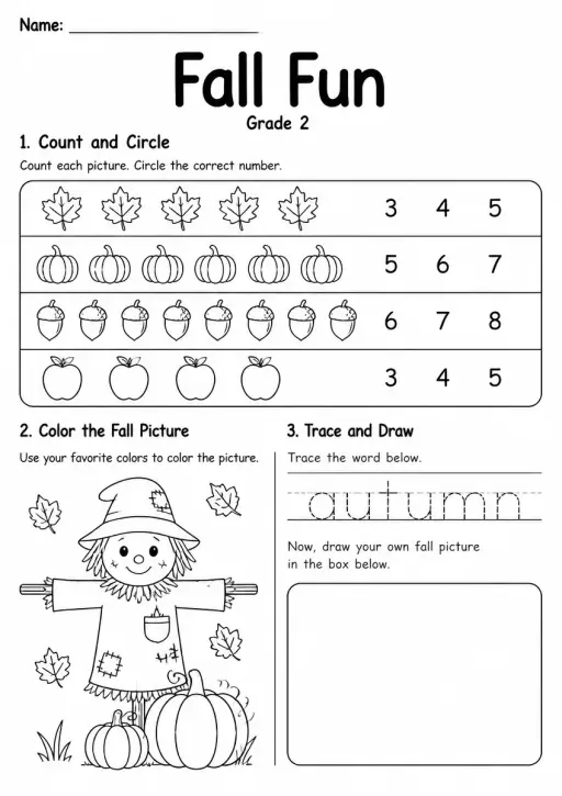 Fall Worksheet — Grade 2