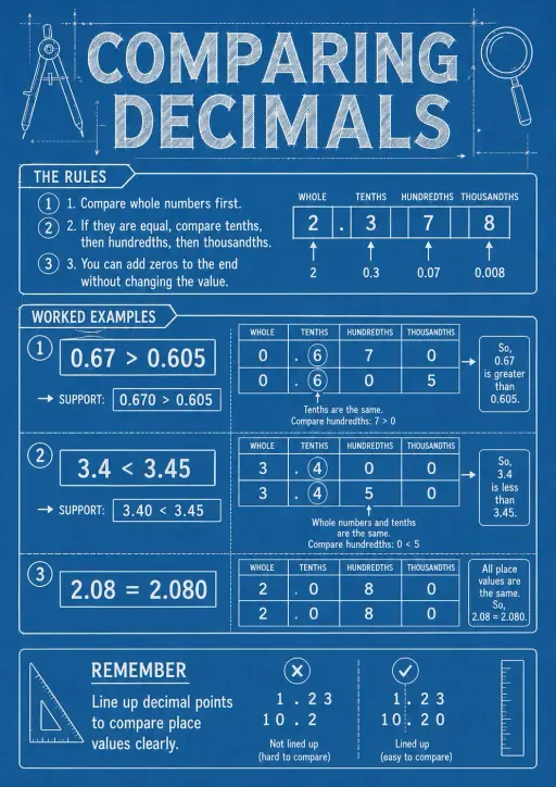 Comparing Decimals and Percent Infographic