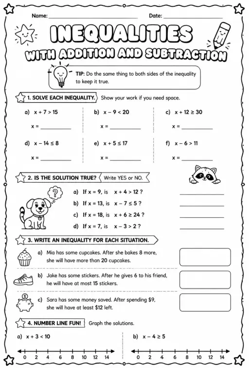 Inequalities with addition and subtraction