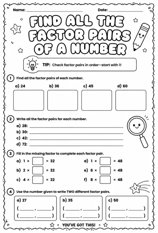 Find all the factor pairs of a number