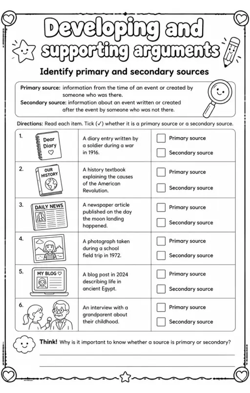 Identify primary and secondary sources
