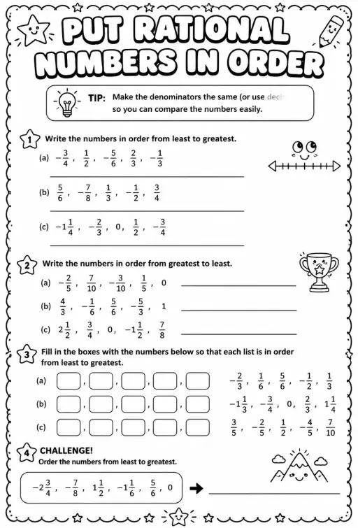 Put rational numbers in order