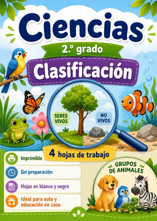 2.º grado - Clasificación - Paquete de ciencias en español