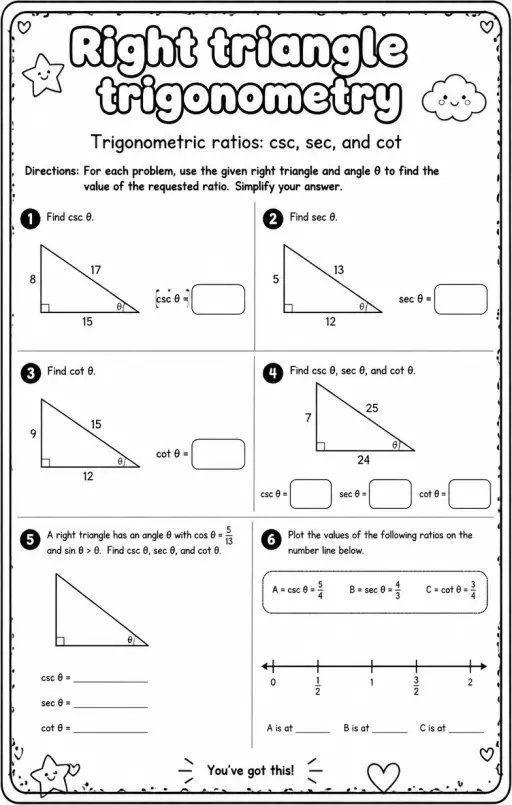 Trigonometric ratios: csc, sec, and cot