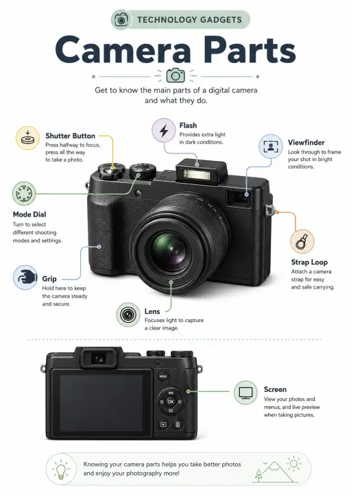 Camera parts Technology Gadgets Infographic