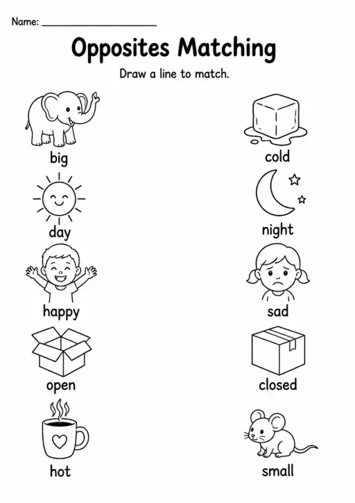 Opposites Matching — Kindergarten