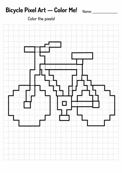 Bicycle Pixel Art Coloring Page